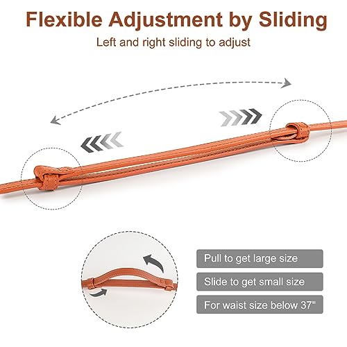 NPET Leather Skinny Women Belt for Jeans Dresses Pants Fashion Waist Belt for Dresses up to 37 Inches with Gold Buckle 2 Pack4