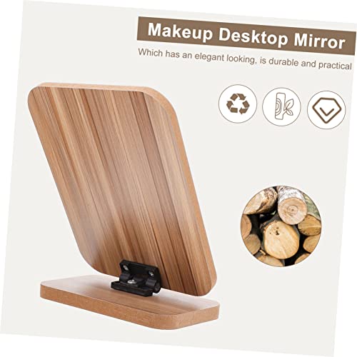 Espejo de maquillaje plegable de madera para escritorio miniatura 7