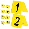 OSALADI Lot de 10 Marqueurs Numériques en Acrylique Double Face 55X63 CM Jaune Chiffres Noirs Réutilisables pour Numéros de Table Restaurant Marqueurs de Scène de Crime et