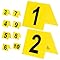 OSALADI Lot de 10 Marqueurs Numériques en Acrylique Double Face 55X63 CM Jaune Chiffres Noirs Réutilisables pour Numéros de Table Restaurant Marqueurs de Scène de Crime et