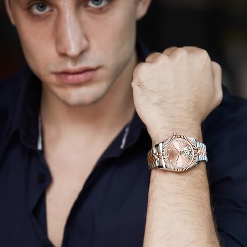 Image of BUREI Men's Classic Luxury Watch Stainless Steel Waterproof Machine Watch Fashion Double Watches Date Sapphire Crystal
