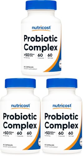 Image of Nutricost Probiotic Complex - 50 Billion CFU, 60 Capsules - Probiotic for Men and Women - Vegetarian Capsules, Non-GMO, Gluten Free (Pack of 3)
