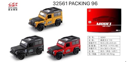 Image of 1:32 Land Rover Defender SUV 110 - Orange Alloy Diecast Pullback Metal Car Toy with Sound Light & Opening Doors - Great Gift Toy for Kids