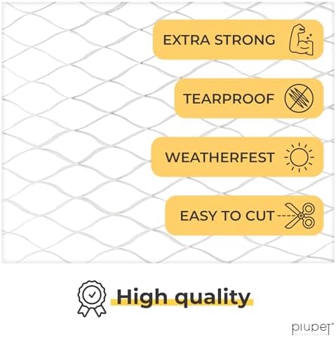 PiuPet® Cat Net Transparent I 4x3m I Including Fastening Set I Netting for Balcony and Window I Balcony Netting for Cats | Ideal for Catio Cat Outdoor Enclosures and Cat Window Guard