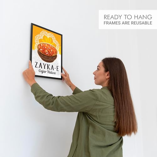 Image of Chaka Chaundh - Gajar halwa wall art poster frame Sweets Mithai shop and confectionery store wall art framed quotes decor item - Restaurant cafe food Deserts poster frame decoration items - 14 X 11 inches