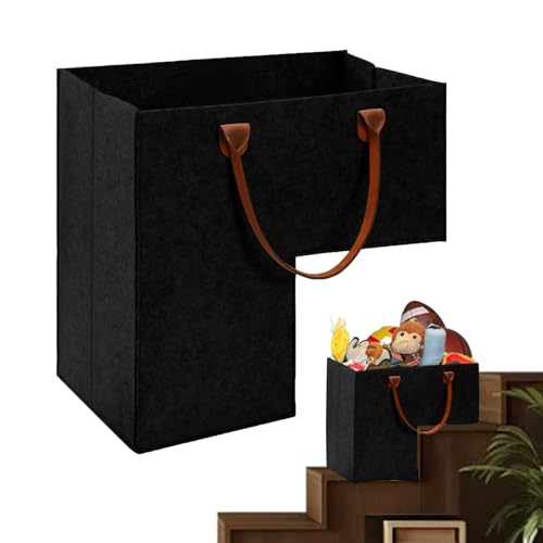 enseak Cesta Escalera,cestos De Escalera,Cesta para Escaleras,Cesta De Escalera,Escaleras con Asas De para Organizador De Escaleras Alfombradas De, Cesta Plegable De Fieltro, Color Negro