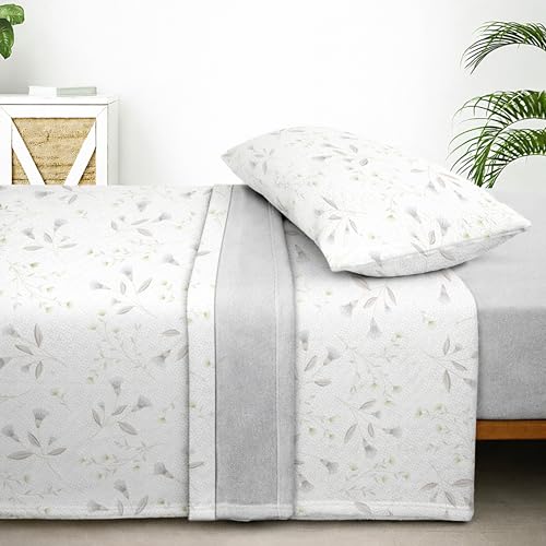Sábanas Coralina 150, Juego Sábanas Coralina 3 Piezas (Encimera, Bajera y Funda Almohada) - Sábanas Invierno 150, Ropa de Cama Térmica con Tacto Extrasuave y Transpirable (Pori Gris)