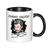 VUBCFIUSO Hallyday Rock Singer Johnny Mug C�ramique 330ml ? Tasse Caf� Th� Double Couleur, Cadeau Fan Musique, Tasse Vintage Rock, Accessoire Cuisine & Bureau