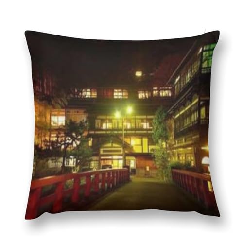 銀山温泉流行両面印刷枕カバー腰部枕カバー室内ソファー四季通用抗菌防臭快適な手触り誕生日クリスマスプレゼント枕カバー抱き枕カバー26 "x26 "