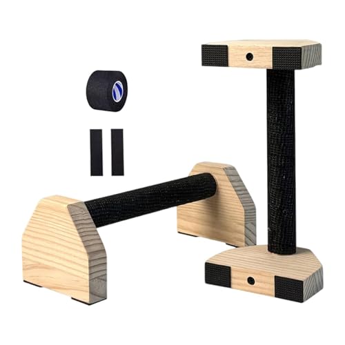 SM SunniMix 2 Pieces Push Up Bar Wooden Pushup Stand Non Slip Ergonomic Portable Sturdy Handles Compact Strength Training Suitable for Adults Indoor Fitness, 25cm