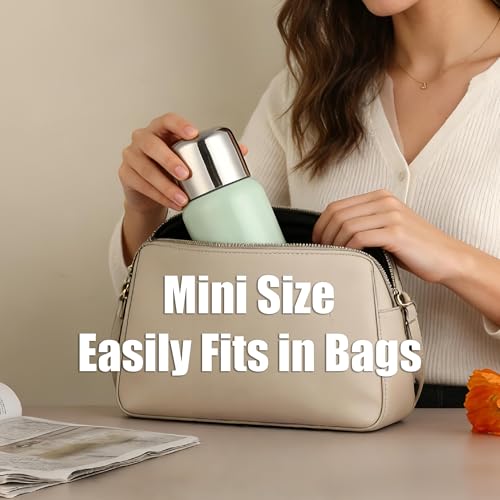 11oz Compact Insulated Water Bottle - Mini Vacuum Stainless Steel Coffee Flask with Pop-up Lid & Tea Strainer, Portable Leakproof Travel Mug (Black) - Image 3