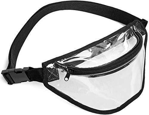 Clear Fanny Pack, BuyAgain Clear Transparent Waterproof Stadium Approved Waist Fashion Pouch Bag for Women Men Concerts Work office Sports Travel and