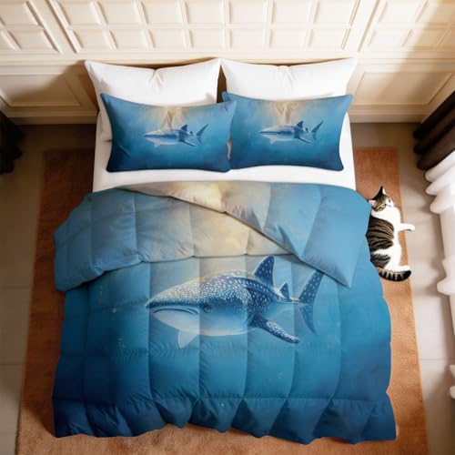 Edredón suave azul de microfibra con fundas de almohada de 80x80 3