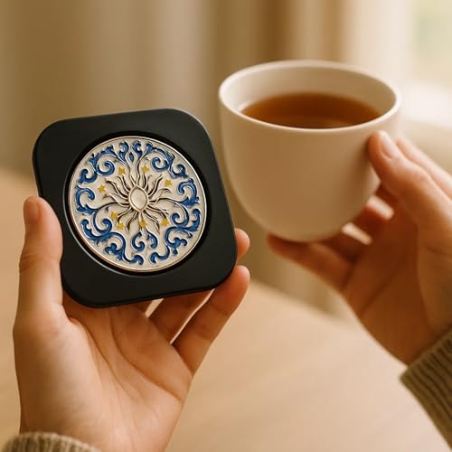 4Pcs Cloisonne Enamel Art Coasters Home Decor, Cloisonne Enamel Floral Tableware, Lightweight Cup Mat for Glass Tables, Waterproof & Scratch-Resistant, Chinese Art Craft Gifts for Housewarming Kitchen by WINUSD - Used condition - Image 4
