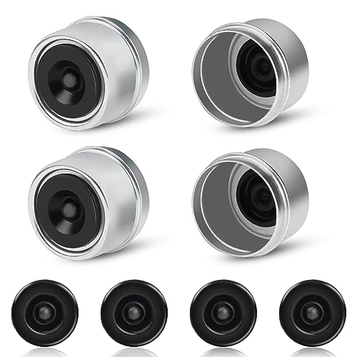 Klmnduo 4PCS 1.98" Trailer Hub Cap, Trailer Spindle Bearing Dust Cap Cup Grease Cover Caps & 4 Extra Rubber Plugs for Most 2000 to 3500 Pound Axles Dexter