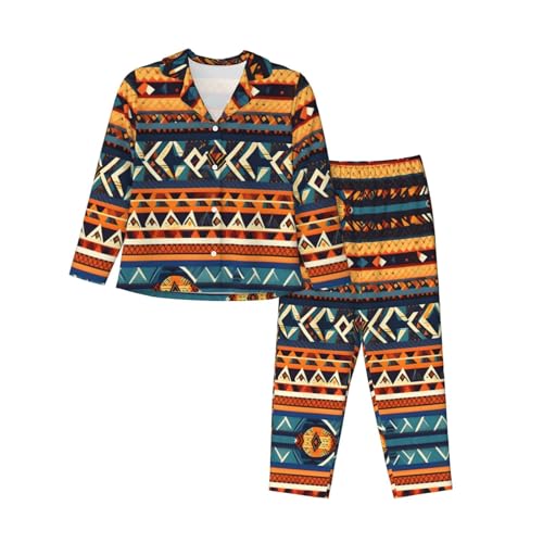 Pyjama imprimé africain ensemble de nuit tendance manches longues femmes
