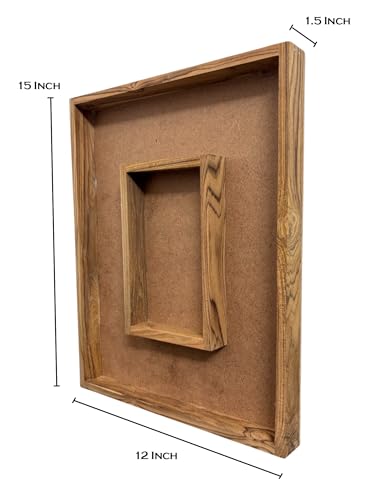 Image of Varmala Preservation Frame with Photo Compartment | Wedding Garland Keepsake Frame | Leakproof Resin Art Display | Premium Quality Gift for Couples & Anniversary (Rectangle, Teakwood, 15x12 Inch)