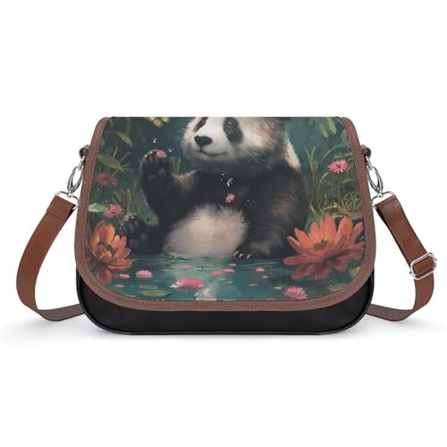 Sac à bandoulière panda en cuir de qualité supérieure aux finitions soignées
