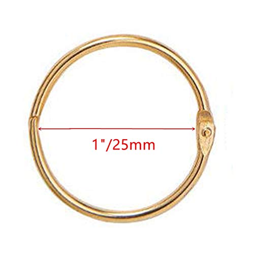 XMHF 50pcs 1-inch Book Rings, Metal Loose Leaf Binder Ring Clips for Notebook Diary Photo Album DIY Planner Golden - Thumbnail 2