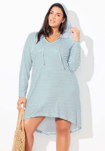 Swimsuits For All Women's Pack & Go Wrinkle-Resistant Cover Up Hoodie Dress (Plus3