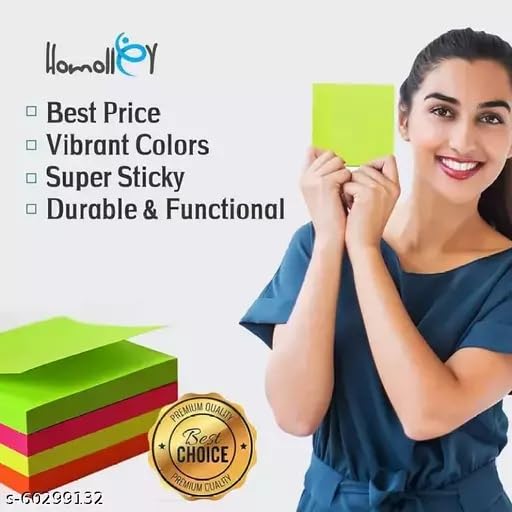 Image of 400 Sheets (5 Mix Color * 80 Sheets Each Color) Fluorescent Paper Self Adhesive Memo Pad Sticky Notes Bookmark Point It Marker Memo Sticker, Multicolor