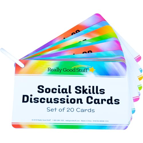 Image of Really Good Stuff Social Skills Discussion Cards, Set of 20 | Ages 7+, Grades 2+, Conversation Cards for Kids to Understand Social Rules and Develop Essential Social-Emotional Skills