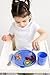 Ubbi Toddler Feeding Set, 7-Piece, Plate, Bowl, Cup + Baby & Toddler Stainless Steel Utensils, Interchangeable Suction Base, BPA-Free Dishwasher Safe, Self-Feeding for Baby-Led Weaning, Polaris Blue