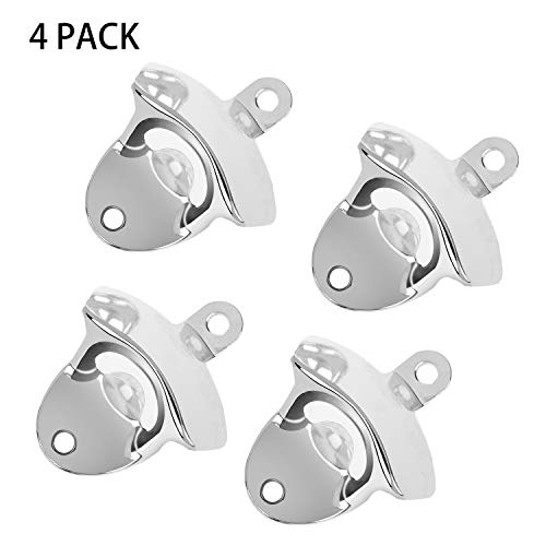 Poluka - Apribottiglie da parete con viti di montaggio per bar, cucina, 4 pezzi
