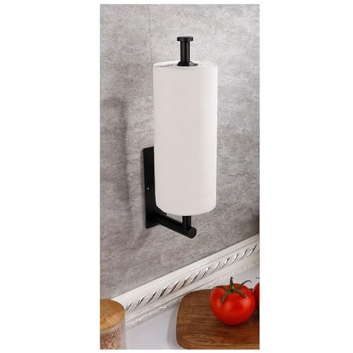 Portarrollos de papel de cocina negro sin taladrar gabinete de acero inoxidable 4