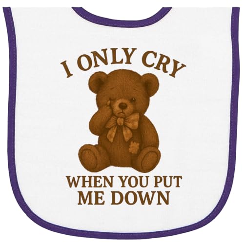 inktastic Cute Teddy Bear Only Cry When Put Down Baby Terry Cloth Bib