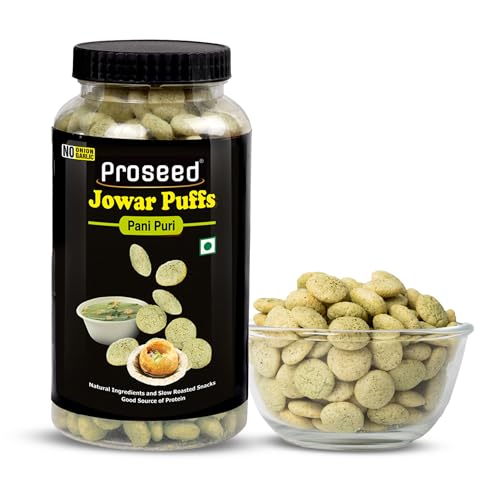 Image of Proseed Jowar Puffs (Pani Puri) | 150g x 1 Pack | Slow Roasted & 100% Veg | No Refined Flour, Sugar & Trans-Fat | Gluten Free | No Palm Oil | Healthy Travel Friendly Millet Snacks