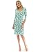 PattyBoutik Women Faux Wrap A Line Dress (Turquoise and White 28 Small)