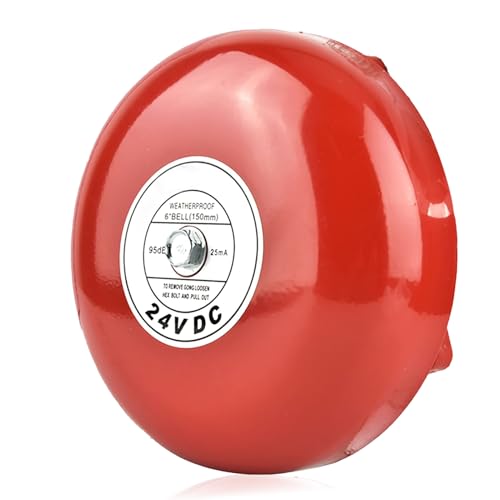 Fire School Safety Fire Alarm Bell, 24V Metal Round Alarm, Security Fire Alarm Bell with Clanging Sound Multipurpose Alarm Bell