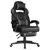 SONGMICS Sedia Gaming, Sedia Ufficio con Poggiapiedi Poggiatesta e Cuscino Lombare, Regola...