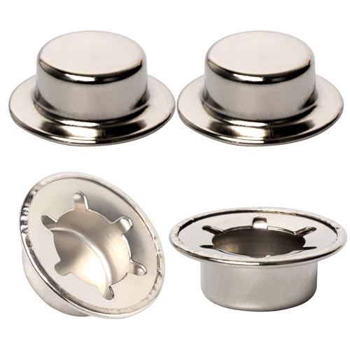 (4-Pack) Calvana Spring Steel Push On Pushnut Caps with Mechanical Zinc Plating-Permanent Washer Caps Fits 1/2” Axles for Hand Trucks, Rolling Bins, and Lawn Wagons-Perfect Alternative for Cotter Pins