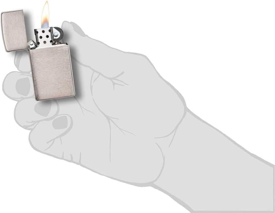 Zippo Lighter - Personalized Customize Message Engrave on Slim Size Windproof Lighter (Brushed Chrome #1600)