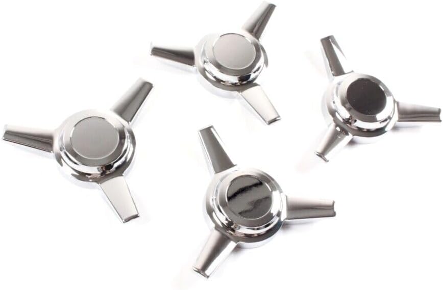 4PCS 3-Bar Spinner Hubcaps Zinc Alloy Wheel Hub Center Caps Knock-Off Style Lowrider Hubcaps Covers (Straight Stud Mount)