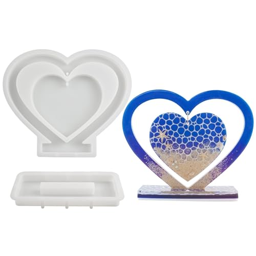 Molde de marco de fotos de resina, moldes de resina para marco de fotos de corazón | Marco de fotos ligero, fusión de resina epoxi, creación de bricolaje de recuerdo en forma de corazón para reja