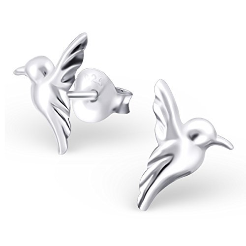 Liara Hummingbird Stud Earrings for Girls - 925 Sterling Silver - Animal Figures for Pierced Ears - Perfect Jewelry Gift For Daughter, Granddaughter, Niece