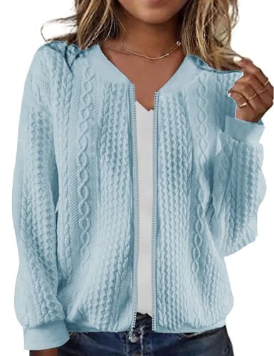 Image of WROLEM Zip Up Sweatshirts for Women Casual Outfits Cardigan Outerwear Trendy Winter Jackets Coat