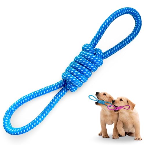 Brinquedo Pet Corda Mordedor Resistente Interativo para Cachorro Cães Forte (Azul K. 37 cm)
