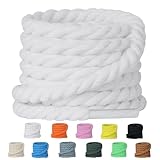 Olukssck 2 PairsThick Rope Shoe Laces for Sneakers, Round Chunky Shoelaces for Men Women Shoes, White, 47inch(120cm)