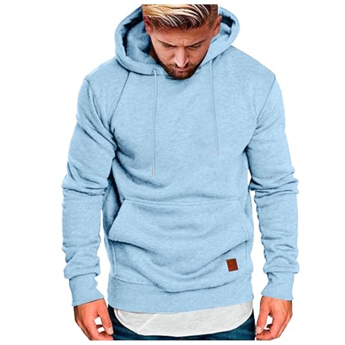 Sweat à capuche décontracté pour hommes de couleur unie coupe ample avec cordon