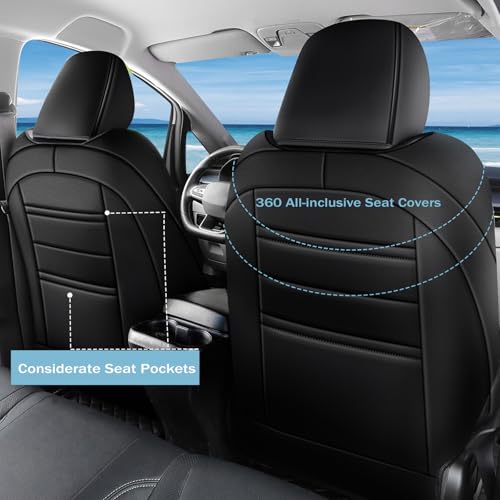 Image of AOMSAZTO Custom Fit Seat Covers for Honda HRV: Sport /EX /EXL /Touring (Not for LX) 2019 2020 2021 2022 Waterproof Anti-Slip Automotive Interior Accessories -Full Set Faux Leather Black