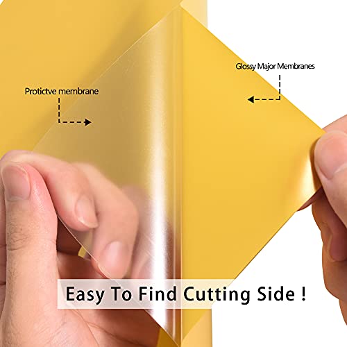 Image of RENLITONG Gold Iron on Vinyl - 12Inch by 5ft Roll HTV Heat Transfer Vinyl for T-Shirt HTV Rolls for All Cutter Machine - Easy to Cut & Weed for Heat Transfer Design