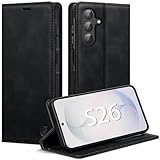 AIMOYU Handyhülle für Samsung Galaxy S26 Hülle, Premium Lederhülle Flip Case für Samsung S26 Hülle Magnet Tascher Kartenfach Standfunktion Schutzhülle für Galaxy S26 Klapphülle, Schwarz