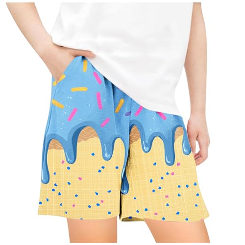 Ice Cream Swim Trunks Boys Girls Kids Athletic Shorts Elastic Waist Summer Beach Shorts with Pockets 5-14 Years
