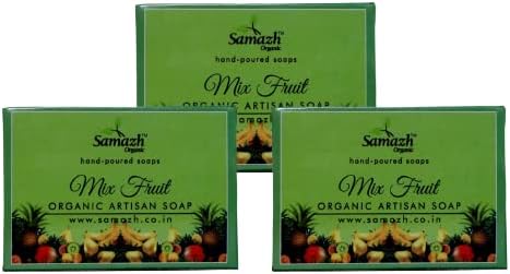 Samazh Pure & Handmade Mix Fruit Soap With Combo of (Pack of 3) Organic Solid Bath/Facial Soap 300gm, Soap bar Skincare Soaps, Even-toned, Radiant and Glowing Skin, Suitable for all Skin types