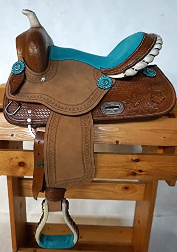 Raj International Wade Tree A Fork Premium Western Leather Roping Ranch Work Classic Quality Handmade Horse Saddle Tack Get Headstall Breastplate, Reins & Saddle Bag Size 14'15'16'17'18' In W-5 (16) #TOP2