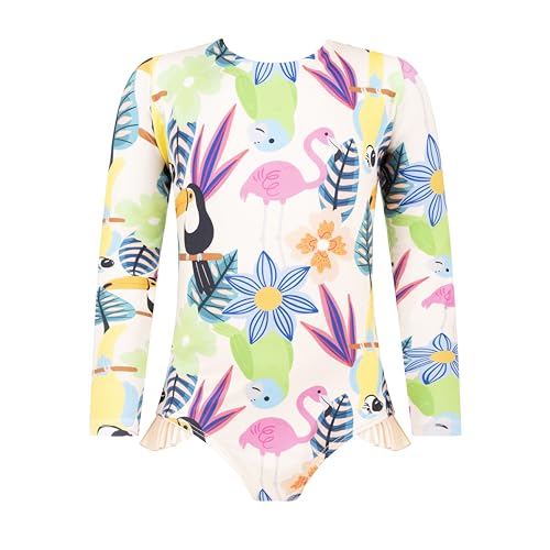 Girls Long Sleeve Swimsuit - UPF 50+ Chlorine Resistant Open Back Girls' Swimwear | Size 6-12